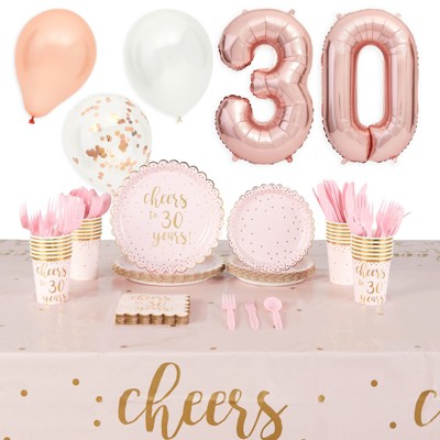Sparkle And Bash Serves 24 Cheers To 30 Years Birthday Party Decorations Supplies, Dinnerware, Banner, Tablecloth, Balloons : Target